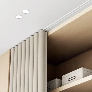 Vorhangschiene Gardinenschiene Unterputz-Vorhangschiene 120 150 180 250 300 400 cm, Deckenmontage, Vorhangschiene für Raumteiler/Erkerfenster, Aluminium-Vorhangschienensystem, eingebettet(148inch/375.