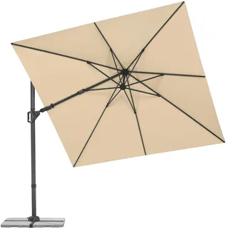 Schneider Ampelschirm VIVASOL 300 x 300 cm, Natur, 360° drehbar, bis 50° neigbar, 45° kippbar, Air-vent, Schutzhülle & Plattenständer