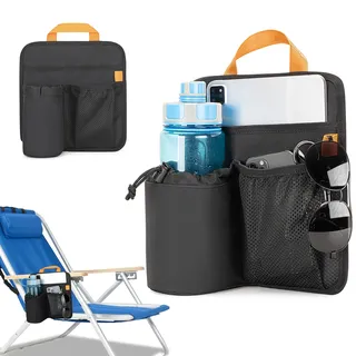GRAOSO Strandkorb-Becherhalter, Stuhl-Seiten-Organizer einfach an Armlehne mit 2 selbstklebenden Befestigungsgurten befestigt, Hängesesselbefestigung für Wasserflasche, Sonnenbrille, Telefon, Snack,