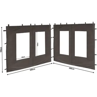 Quick-star - 2 Seitenteile Aus Pe Mit Fenster 300x195cm Für Pavillon 3x3m Seitenwand Anthrazit Ral 7012