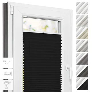 Estika Thermo-Plissee mit Bohren - 75 cm x 200 cm - Farbe: Graphite - Plissee Blickdicht, Fensterrollos für innen, Verdunkelungsplissee, Rollos für Fenster