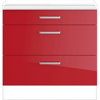 Auszugsunterschrank IMPULS KÜCHEN ""Turin", Breite 90 cm" Schränke Gr. B/H/T: 90 cm x 72,3 cm x 57,9 cm, Rot Hochglanz, rot (rot hochglanz) Küchenunterschrank Unterschränke