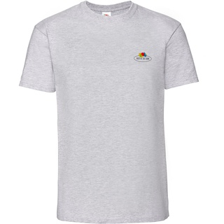 Fruit of the Loom Ringspun Premium T-Shirt mit Vintage-Logo auf der Brust, graumeliert - Vintage-Logo klein, S