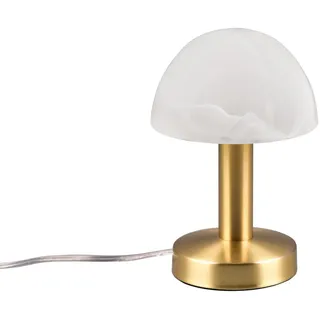 meineWunschleuchte Tisch-Leuchte Touch dimmbar mit Glasschirm, Messing | Höhe 21cm, mit E14 LED, kleine Pilzlampe, Designklassiker Nachttischlampe, für Schlafzimmer & Wohnzimmer