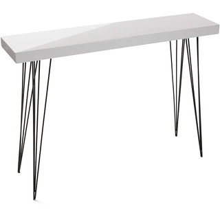 Versa Dallas Schmales Möbelstück für den Eingangsbereich oder Flur, Moderner Konsolentisch, Maßnahmen (H x L x B) 80 x 25 x 110 cm, Holz und Metall, Farbe: Weiß
