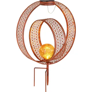 GLOBO Solarleuchte Metall rostfarben 1x LED spritzwassergeschützt