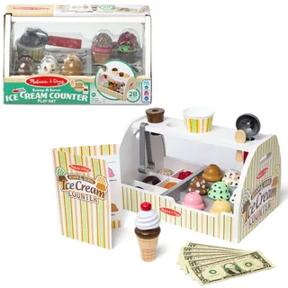 Melissa & Doug Eis Holzspielzeug ab 3 Jahre & Küchenzubehör Kinder Holz | Montessori Spielzeug ab 3 Jahre | Eisdiele für Rollenspiele mit Einkaufsladen | Kinderküche Kaufläden & Zubehör