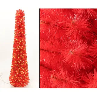 Künstliche rote Christbaum Säule Kasan 180cm mit 192 LEDs und 392 Zweigspitzen B
