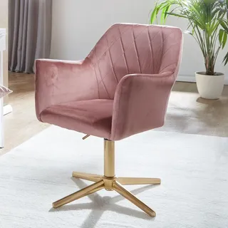 FineBuy Drehstuhl Samt Rosa