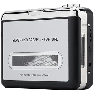 Reshow Kassettenspieler - Tragbarer Kassettenspieler, der MP3-Audio-Musik über USB aufnimmt - kompatibel mit Laptops und PCs - konvertiert Kassetten ins iPod-Format (Silber)