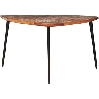 SIT Möbel Couchtisch dreieckig | recyceltes Altholz bunt | Gestell Metall schwarz | B 86 x T 80 x H 47 cm | 09141-98 | Serie RIVERBOAT