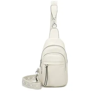 ITALYSHOP24 Schultertasche Damen Sling-Tasche Crossbody Brusttasche Bodybag, Umhängetasche, Crossover & Rucksack beige 16 cm x 28 cm x 9 cm