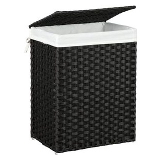 Songmics Wäschekorb LCB51BK, schwarz, mit Deckel, aus Kunststoff, 46 x 60 x 33 cm, 90 Liter