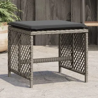 Xichuzi Gartenhocker mit Kissen 4 STK. Grau 41x41x36 cm Poly Rattan, Balkon Hocker, Fusshocker Garten, Hocker Garten, Fußhocker Für Sessel, Gartenmöbel Hocker - 365050
