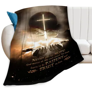 Christliche Decke Kreuz Hand Gottes Überwurfdecke für Männer Kinder Jugendliche Weich Gemütlich Warm Fuzzy Fleece Religiöse Christus Dekor Decke Geschenke für Jungen Frauen Mädchen Couch Sofa Bett