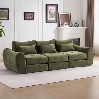 Modulares 3-sitzer Schlafsofa In L-form, Sofa Mit Schlaffunktion, Werkzeuglos Montierbar, Platzsparend