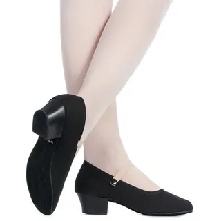 tanzmuster Charakterschuhe Ruby 3,8 cm Absatz Tanzschuh zum Reinschlüpfen fürs Kinder Ballett schwarz 41