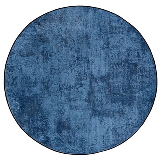 Designteppich Modern Rund Teppich Wohnzimmerteppich Abstrakt Blau Navy, Mazovia, 200 x 200 cm, Fußbodenheizung, Allergiker geeignet, Rutschfest blau 200 x 200 cm
