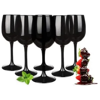 Sendez Weinglas 6 Weingläser Set 300ml Schwarze Rotweingläser Weißweingläser, 6-tlg., Glas schwarz