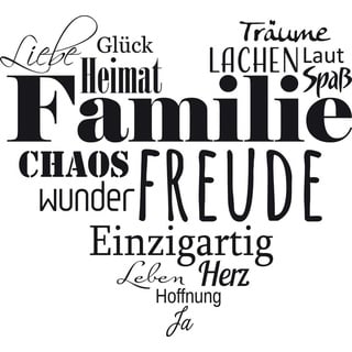 GRAZDesign Wandtattoo Familie mit Herz Wohnzimmer Flur Diele selbstklebend - 44x40cm / 070 schwarz