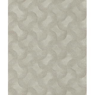 Rasch Tapete 608144 - Einfarbige Vliestapete in Grau mit grafischem Muster und changierendem Metallic-Effekt aus der Kollektion Sky Lounge