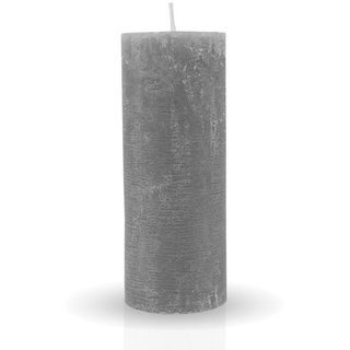 HS Candle Stumpenkerze Rustikale Antik Kerze (vers. Farben / Größen), Duftfreie Altarkerze - Dekokerze - lang Brenndauer - Retro grau