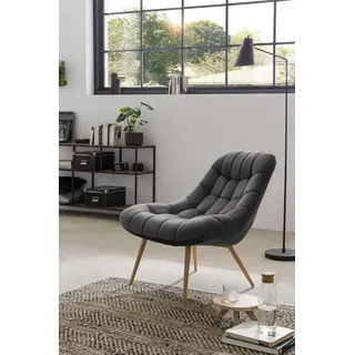 SalesFever Relaxsessel Toulon - Komfortabler Loungesessel, mit XXL-Steppung, mit schwarzen oder naturfarbenen Beinen grau
