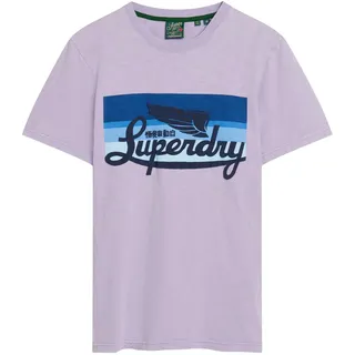 Superdry Herren Gestreiftes Cali T-Shirt mit Logo Hell Lavendel Lila Strukturiert XL - XL