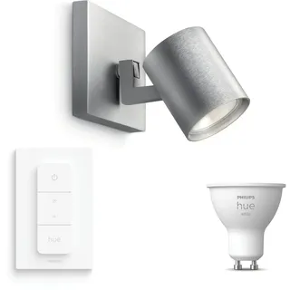 Philips Hue Runner Aufbaustrahler (Aluminium) - 1-Flammig - Warmweiß | Inkl. Hue Dimmer Switch - Wand- oder Deckenstrahler - GU10 - Hue White