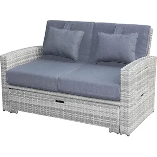 bellavista - Home&Garden® Garten-Multifunktionssofa Begur Grau Polyrattan 2-Sitzer Outdoorbett - Grau