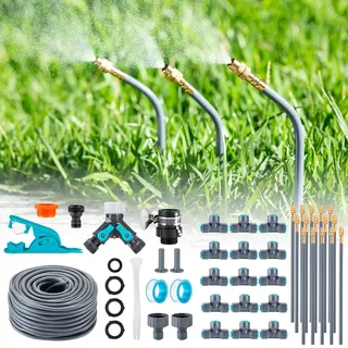 360° Automatisches Garten Bewässerungssystem, Tropfbewässerung mit Präziser Durchflussregelung, Sprinklersystem Kühlsystem für Gewächshaus, Hochbeet, Terrasse, Balkontopfpflanzen (20M)
