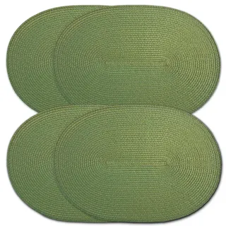 CAIT CHAPMAN HOME COLLECTION Tischsets, oval, geflochten, Polypropylen, Kunststoff, Moosgrün, 4 Stück