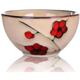 Goodwei Teeschale Matcha-Schale aus Keramik "Plum" mit handbemaltem Motiv, 210 ml, 1-tlg., Keramik gelb