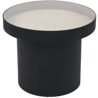 Svita Miguel Beistelltisch mit Glas Coffeetable Couchtisch klein rund Schwarz