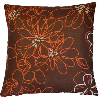 Kissenhülle Whitney Deko Druck Blumenmuster Kissenbezug Flower Power Kissen ca. 40x40 oder 50x50 cm (braun orange, ca. 50x50 cm)