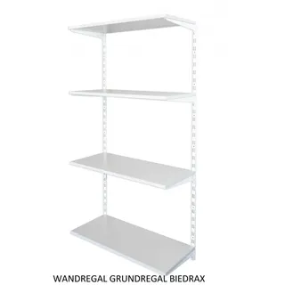 Biedrax Wandregal - Grundregal 50 x 60 x 150 cm, Farbe weiss - 4 Fachboden grau