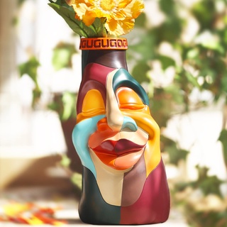 GUGUGO Gesicht Vase, Blumenvase Dekorative Vasen, Abstrakte Körpervase, Ideal zur Lagerung von Trockenblumen & Frische Blumen, Witzige Vase für Wohnzimmer Home Deko (Bunte, Modern Deko)