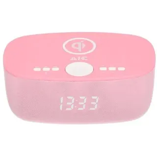 AIC 28 BT Radiowecker mit Bluetooth Qi-Ladefunktion Dimmbares Display 2 Weckzeiten pink - Rosa