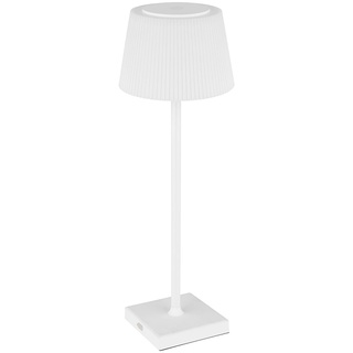 Tischlampe Tischleuchte Außen weiß LED Touchdimmer Akku dimmbar Gartenleuchte USB, warmweiß-kaltweiß, DxH 13x38 cm