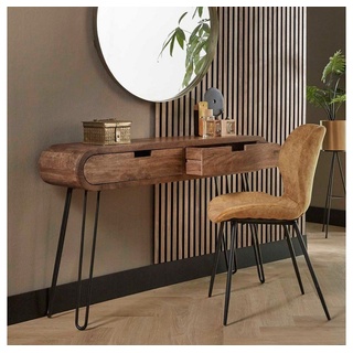 RINGO-Living Sideboard Massivholz Kommode Sanoe mit 2 Schubladen in Natur-dunkel und Schwarz-, Möbel braun