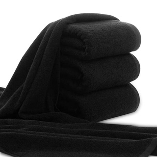 ARLI Handtuchset 6 teiliges 2 Handtuch 2 Duschtuch 2 Gästetuch schwarz 100% Baumwolle Handtücher Set Frottier klassisch elegant schlicht modern praktisch mit Handtuchaufhänger