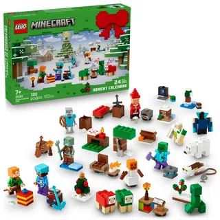 Lego 21280 Minecraft Adventskalender 2025 - Bauspielzeug für Kinder Urlaub Countdown Set für Jungen & Mädchen ab 7 Jahren - 24 baubare Überraschungen & 8 Minifiguren für Gamer - Sammlerstück