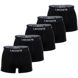 LACOSTE Herren Boxershorts, 5er Pack - Trunks, Casual, Cotton Stretch, Logobund Schwarz 2XL