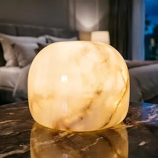 Marmor Nachttischlampe Dimmbar, Wiederaufladbare LED Tischleuchte,Steinlampe Rechargeable Lamp,Ambiente Lampe