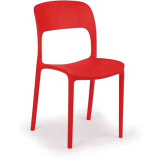Design-Esszimmerstühle aus Kunststoff REFRESCO, rot