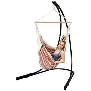 AMANKA Hängestuhl Hängestuhlgestell HSG-153 mit Hängestuhl HMG-40, 185 x 130 cm Hängesitz für Kinder und Erwachsene - 360° Relaxsessel bunt