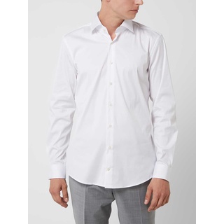 Slim Fit Business-Hemd aus Popeline Modell 'Santos', Weiss, 38