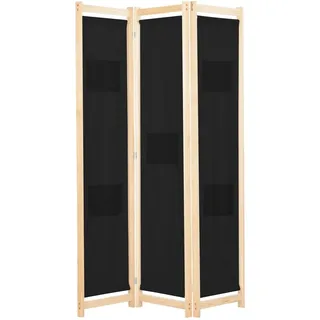 vidaXL 3-teiliger Raumteiler Schwarz 120 x 170 x 4 cm Stoff