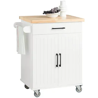 SoBuy Küchenwagen, Weiß, Holzwerkstoff, Holz, 75x91x46 cm, Esszimmer, Servierwagen