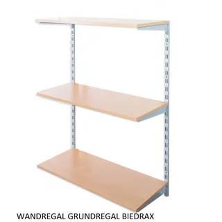 Wandregal - Grundregal 50 x 40 x 100 cm, Farbe silber - 3 Fachboden Buche